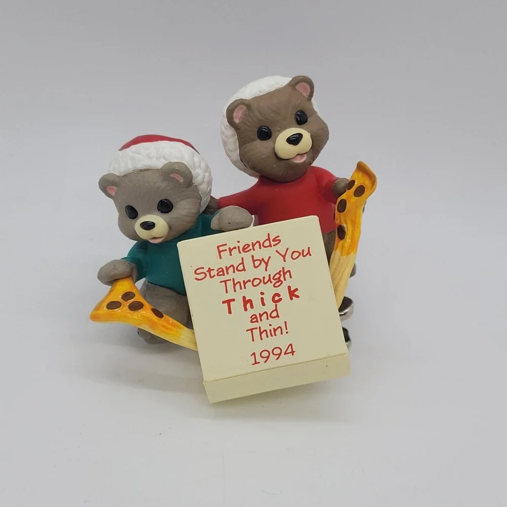 Vintage 1994 Hallmark Keepsake Ornament Friends Stand by You Bears Pizza Clip-On